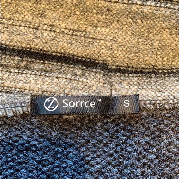 Grey w/ White/Black Trim Open Sweater Cardigan, S - Picture 5 of 6